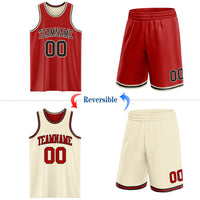 Custom Basketball Jersey, Red Black Cream Sportswear Jersey Shirt, Athletic Mesh Moisture Wicking Jersey, Casual Gift for Men
