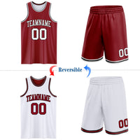 Custom Basketball Jersey, Maroon White Black Sportswear Jersey Shirt, Athletic Mesh Moisture Wicking Jersey, Casual Gift for Men