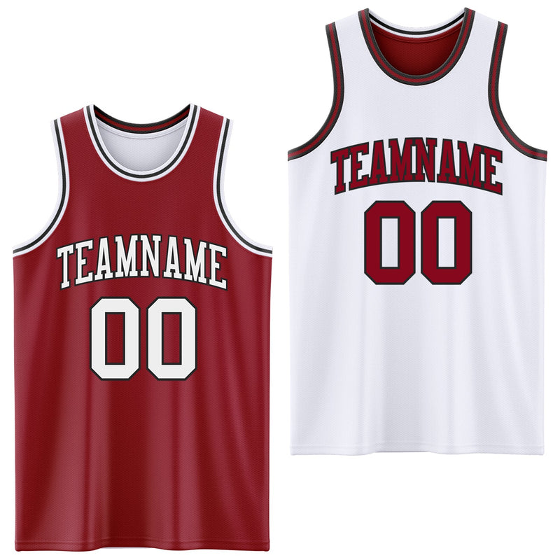 Custom Basketball Jersey, Maroon White Black Sportswear Jersey Shirt, Athletic Mesh Moisture Wicking Jersey, Casual Gift for Men