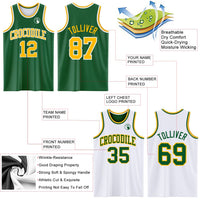 Custom Basketball Jersey, Kelly Green Gold Sportswear Jersey Shirt, Athletic Mesh Moisture Wicking Jersey, Casual Gift for Men