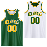 Custom Basketball Jersey, Kelly Green Gold Sportswear Jersey Shirt, Athletic Mesh Moisture Wicking Jersey, Casual Gift for Men