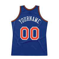 Custom Basketball Jersey, Royal Orange White Authentic Sportswear Jersey Shirt, Athletic Mesh Moisture Wicking Jersey, Casual Gift for Men