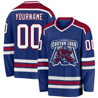 Custom Hockey Jersey, Royal White Maroon Sportswear Jersey Shirt, Athletic Long Sleeve V Neck Jersey, Casual Gift for Men