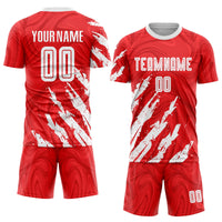 Custom Soccer Jersey, Red White Sportswear Jersey Shirt, Athletic Mesh Moisture Wicking Jersey, Casual Gift for Men, Style Soccer0009