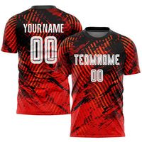 Custom Soccer Jersey, Red White Black Sportswear Jersey Shirt, Athletic Mesh Moisture Wicking Jersey, Casual Gift for Men, Style Soccer0011