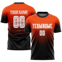 Custom Soccer Jersey, Orange White Black Fashion Sportswear Jersey Shirt, Athletic Mesh Moisture Wicking Jersey, Casual Gift for Men