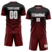 Custom Soccer Jersey, Black White Crimson Fashion Sportswear Jersey Shirt, Athletic Mesh Moisture Wicking Jersey, Casual Gift for Men