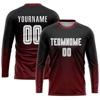 Custom Soccer Jersey, Black White Crimson Fashion Sportswear Jersey Shirt, Athletic Mesh Moisture Wicking Jersey, Casual Gift for Men