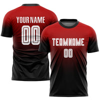 Custom Soccer Jersey, Red White Black Fashion Sportswear Jersey Shirt, Athletic Mesh Moisture Wicking Jersey, Casual Gift for Men
