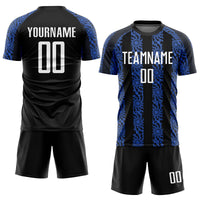Custom Soccer Jersey, Black White Royal Sportswear Jersey Shirt, Athletic Mesh Moisture Wicking Jersey, Casual Gift for Men, Style Soccer0064