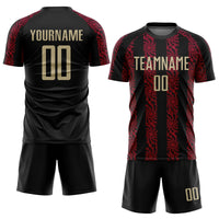 Custom Soccer Jersey, Black Vegas Gold Red Sportswear Jersey Shirt, Athletic Mesh Moisture Wicking Jersey, Casual Gift for Men