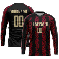 Custom Soccer Jersey, Black Vegas Gold Red Sportswear Jersey Shirt, Athletic Mesh Moisture Wicking Jersey, Casual Gift for Men