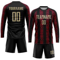 Custom Soccer Jersey, Black Vegas Gold Red Sportswear Jersey Shirt, Athletic Mesh Moisture Wicking Jersey, Casual Gift for Men