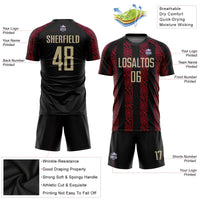Custom Soccer Jersey, Black Vegas Gold Red Sportswear Jersey Shirt, Athletic Mesh Moisture Wicking Jersey, Casual Gift for Men