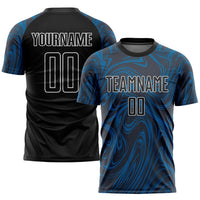 Custom Soccer Jersey, Royal Black White Sportswear Jersey Shirt, Athletic Mesh Moisture Wicking Jersey, Casual Gift for Men