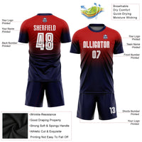 Custom Soccer Jersey, Red White Navy Fashion Sportswear Jersey Shirt, Athletic Mesh Moisture Wicking Jersey, Casual Gift for Men