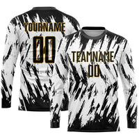 Custom Soccer Jersey, White Black Old Gold Sportswear Jersey Shirt, Athletic Mesh Moisture Wicking Jersey, Casual Gift for Men, Style Soccer0098
