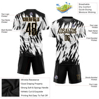 Custom Soccer Jersey, White Black Old Gold Sportswear Jersey Shirt, Athletic Mesh Moisture Wicking Jersey, Casual Gift for Men, Style Soccer0098