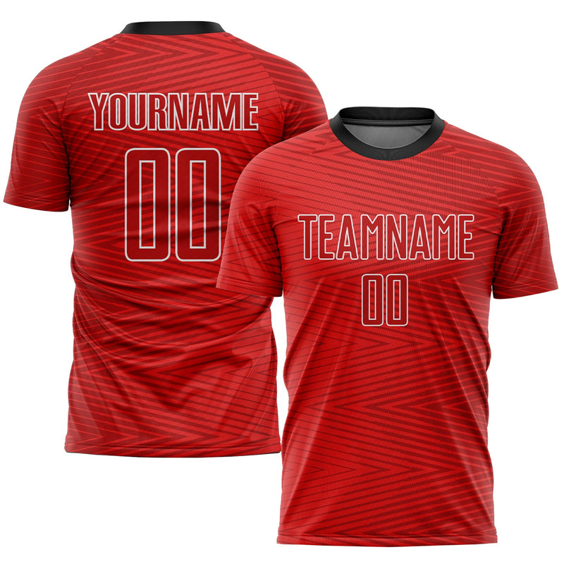 Custom Soccer Jersey, Red Black Sportswear Jersey Shirt, Athletic Mesh Moisture Wicking Jersey, Casual Gift for Men, Style Soccer0102