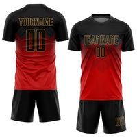 Custom Soccer Jersey, Red Black Old Gold Sportswear Jersey Shirt, Athletic Mesh Moisture Wicking Jersey, Casual Gift for Men, Style Soccer0109