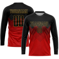 Custom Soccer Jersey, Red Black Old Gold Sportswear Jersey Shirt, Athletic Mesh Moisture Wicking Jersey, Casual Gift for Men, Style Soccer0109