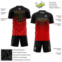 Custom Soccer Jersey, Red Black Old Gold Sportswear Jersey Shirt, Athletic Mesh Moisture Wicking Jersey, Casual Gift for Men, Style Soccer0109