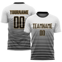 Custom Soccer Jersey, White Black Old Gold Sportswear Jersey Shirt, Athletic Mesh Moisture Wicking Jersey, Casual Gift for Men, Style Soccer0114