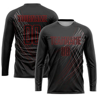 Custom Soccer Jersey, Black Red Sportswear Jersey Shirt, Athletic Mesh Moisture Wicking Jersey, Casual Gift for Men, Style Soccer0123