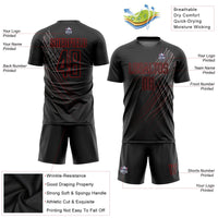 Custom Soccer Jersey, Black Red Sportswear Jersey Shirt, Athletic Mesh Moisture Wicking Jersey, Casual Gift for Men, Style Soccer0123