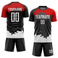 Custom Soccer Jersey, Black White Red Sportswear Jersey Shirt, Athletic Mesh Moisture Wicking Jersey, Casual Gift for Men