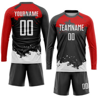 Custom Soccer Jersey, Black White Red Sportswear Jersey Shirt, Athletic Mesh Moisture Wicking Jersey, Casual Gift for Men