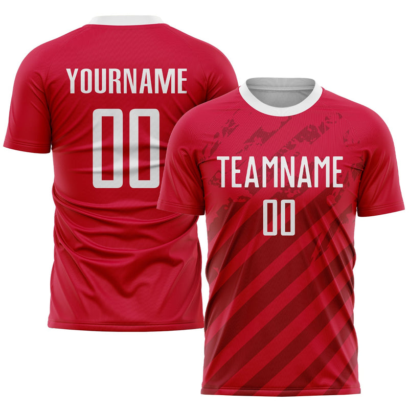 Custom Soccer Jersey, Red White Sportswear Jersey Shirt, Athletic Mesh Moisture Wicking Jersey, Casual Gift for Men, Style Soccer0135