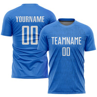 Custom Soccer Jersey, Light Blue White Sportswear Jersey Shirt, Athletic Mesh Moisture Wicking Jersey, Casual Gift for Men, Style Soccer0137