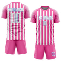 Custom Soccer Jersey, Pink White Light Blue Sportswear Jersey Shirt, Athletic Mesh Moisture Wicking Jersey, Casual Gift for Men