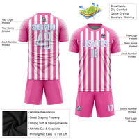 Custom Soccer Jersey, Pink White Light Blue Sportswear Jersey Shirt, Athletic Mesh Moisture Wicking Jersey, Casual Gift for Men