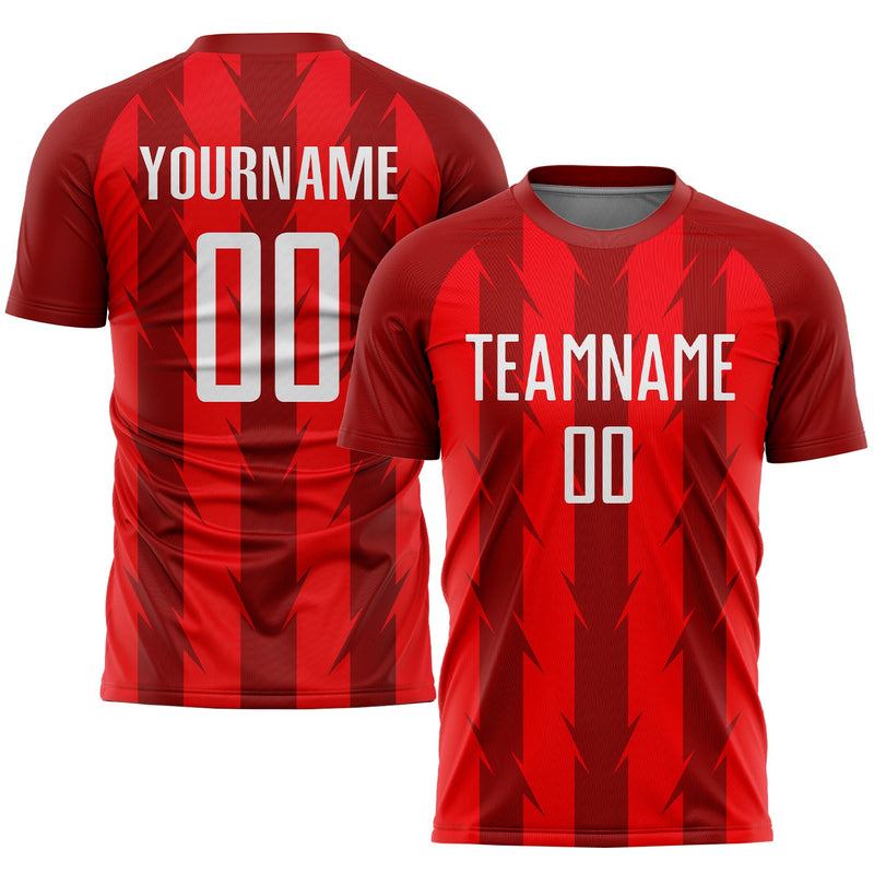 Custom Soccer Jersey, Red White Sportswear Jersey Shirt, Athletic Mesh Moisture Wicking Jersey, Casual Gift for Men, Style Soccer0149
