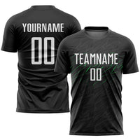 Custom Soccer Jersey, Black White Neon Green Sportswear Jersey Shirt, Athletic Mesh Moisture Wicking Jersey, Casual Gift for Men