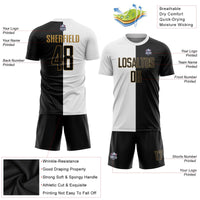 Custom Soccer Jersey, White Black Old Gold Fashion Sportswear Jersey Shirt, Athletic Mesh Moisture Wicking Jersey, Casual Gift for Men