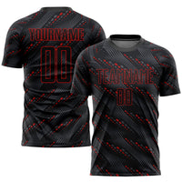 Custom Soccer Jersey, Black Red Sportswear Jersey Shirt, Athletic Mesh Moisture Wicking Jersey, Casual Gift for Men, Style Soccer0224