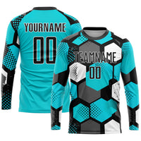 Custom Soccer Jersey, Aqua Black White Sportswear Jersey Shirt, Athletic Mesh Moisture Wicking Jersey, Casual Gift for Men