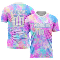 Custom Soccer Jersey, White Light Blue Sportswear Jersey Shirt, Athletic Mesh Moisture Wicking Jersey, Casual Gift for Men, Style Soccer0286