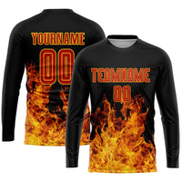 Custom Soccer Jersey, Black Red Gold Sportswear Jersey Shirt, Athletic Mesh Moisture Wicking Jersey, Casual Gift for Men, Style Soccer0293