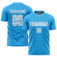 Custom Soccer Jersey, Light Blue White Sportswear Jersey Shirt, Athletic Mesh Moisture Wicking Jersey, Casual Gift for Men, Style Soccer0316