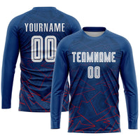 Custom Soccer Jersey, Royal White Red Sportswear Jersey Shirt, Athletic Mesh Moisture Wicking Jersey, Casual Gift for Men
