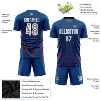 Custom Soccer Jersey, Royal White Red Sportswear Jersey Shirt, Athletic Mesh Moisture Wicking Jersey, Casual Gift for Men
