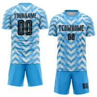 Custom Soccer Jersey, Light Blue Black Sportswear Jersey Shirt, Athletic Mesh Moisture Wicking Jersey, Casual Gift for Men, Style Soccer0328