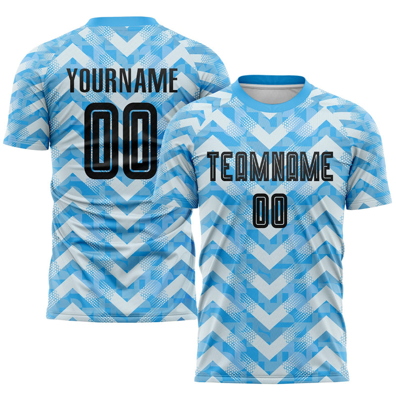 Custom Soccer Jersey, Light Blue Black Sportswear Jersey Shirt, Athletic Mesh Moisture Wicking Jersey, Casual Gift for Men, Style Soccer0328