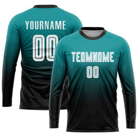 Custom Soccer Jersey, Teal White Black Fashion Sportswear Jersey Shirt, Athletic Mesh Moisture Wicking Jersey, Casual Gift for Men