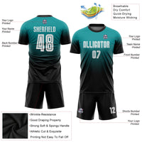 Custom Soccer Jersey, Teal White Black Fashion Sportswear Jersey Shirt, Athletic Mesh Moisture Wicking Jersey, Casual Gift for Men