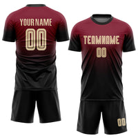 Custom Soccer Jersey, Crimson Cream Black Fashion Sportswear Jersey Shirt, Athletic Mesh Moisture Wicking Jersey, Casual Gift for Men